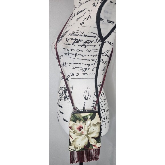 Hawaiian Floral Orchid Multicolor 8.5x5" Beaded Purse Crossbody Shoulder Bag - Picture 1 of 14